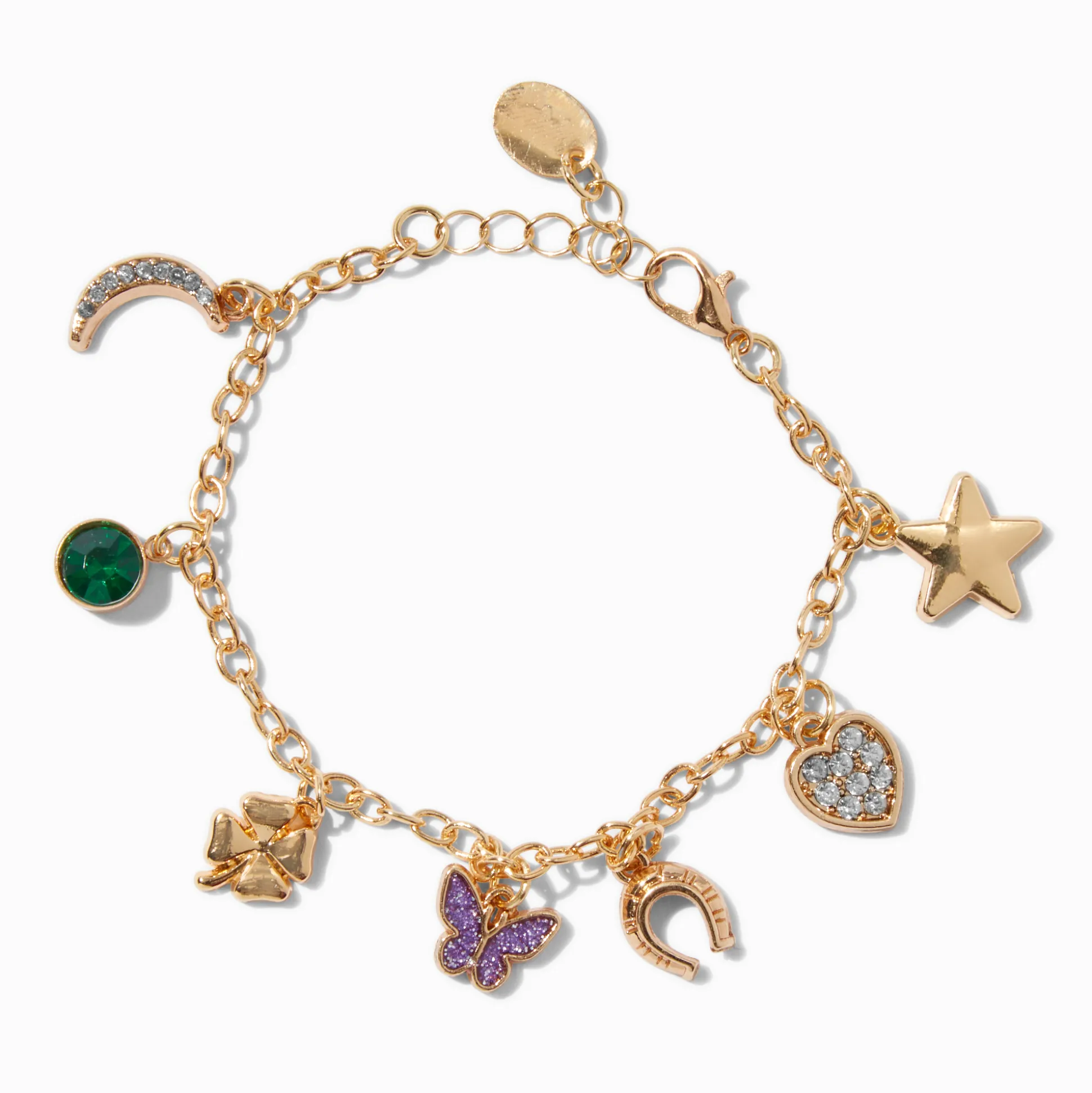 Bracelet à breloques porte-bonheur couleur dorée