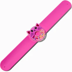 Bracelet à claquer donut shaker et chat rose