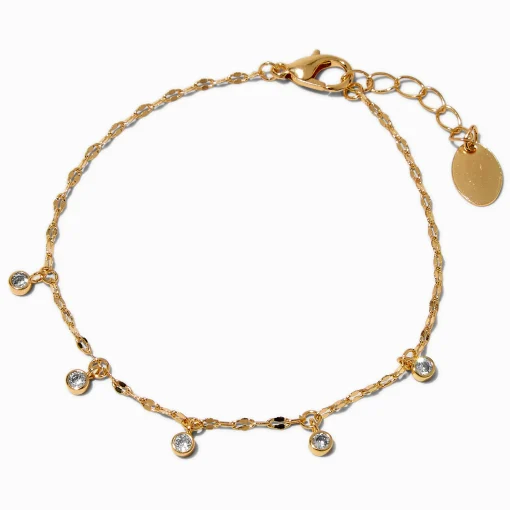 Bracelet avec breloques confetti délicates en zircon cubique couleur dorée