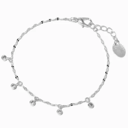 Bracelet avec breloques confetti délicats en zircon cubique couleur argentée