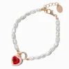 Bracelet breloque cœur rouge et perle d'imitation