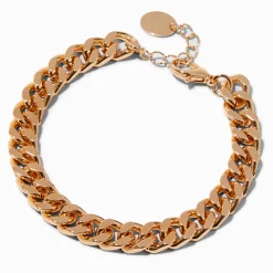 Bracelet de chaîne à maillons gourmette plats couleur dorée