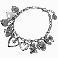 Bracelet de chaîne breloque maximaliste couleur argentée