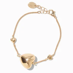 Bracelet de chaîne cœur bombé couleur dorée