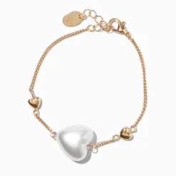 Bracelet de chaîne cœur perle d'imitation bombé