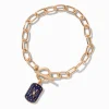 Bracelet de chaîne fermoir en T mauvais œil d'humeur couleur dorée