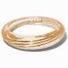 Bracelet fin bangle en acrylique transparent enveloppant fil métallique couleur dorée