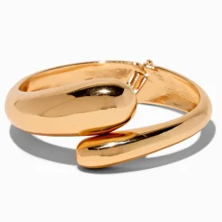 Bracelet fin bangle style métal fondu épais couleur dorée