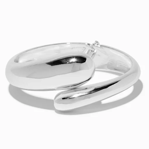 Bracelet fin bangle style métal fondu épais couleur argentée