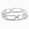 Bracelet élastique à maillons de chaîne rectangulaires couleur argentée