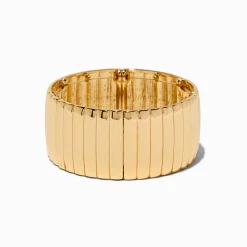 Bracelet élastique côtelé épais couleur dorée