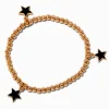Bracelet élastique perlé couleur dorée et breloque étoile émaillée noire