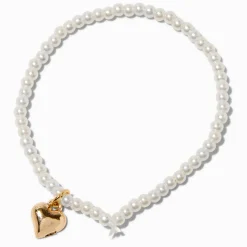 Bracelet élastique perlé cœur perle d'imitation Claire's Club