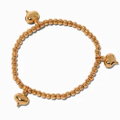 Bracelet élastique perlé cœur couleur dorée