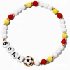 Bracelet élastique perlé football blanc « Goal »