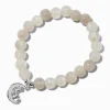 Bracelet élastique perlé gris breloque lune