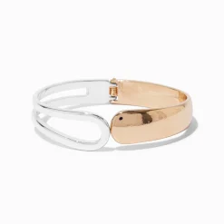 Bracelet manchette à charnière en métaux mixtes