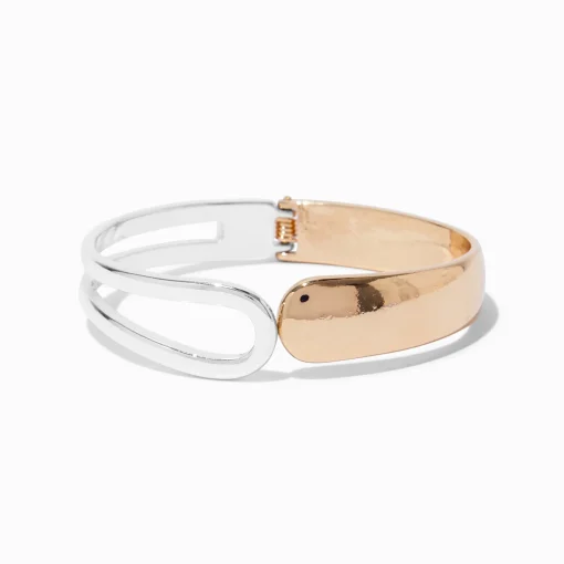 Bracelet manchette à charnière en métaux mixtes