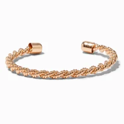 Bracelet manchette corde torsadée couleur dorée