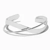Bracelet manchette design entrecroisé couleur argentée
