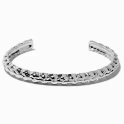 Bracelet manchette matelassé couleur argentée