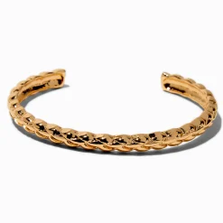 Bracelet manchette matelassé couleur dorée