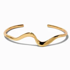 Bracelet manchette ondulé effet tourbillon couleur dorée