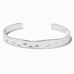 Bracelet manchette ondulé couleur argentée