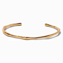 Bracelet manchette texturé basique couleur dorée
