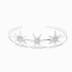 Bracelet manchette étoile strass couleur argentée