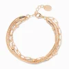 Bracelet multi-rangs chaînes de styles variés couleur dorée