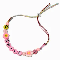 Bracelet réglable visage souriant rose
