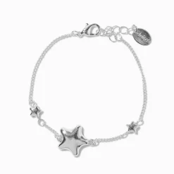 Bracelet étoile bombée couleur argentée