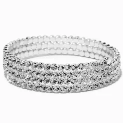Bracelet torsadé strass en serti clos couleur argentée