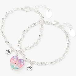 Bracelets à breloques cœur fendu phosphorescent best friends - Lot de 2