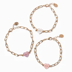 Bracelets avec breloques qui changent de couleur en fonction de l’exposition aux UV BFF cœur best friends - Lot de 3
