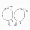 Bracelets breloques papillon fendues couleur argentée best friends - Lot de 2