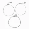 Bracelets chaîne confetti de zircon cubique couleur argentée - Lot de 3