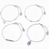 Bracelets chaîne rose et perle d'imitation couleur argentée - Lot de 4