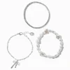 Bracelets de chaîne en strass avec nœud perle d'imitation couleur argentée - Lot de 3