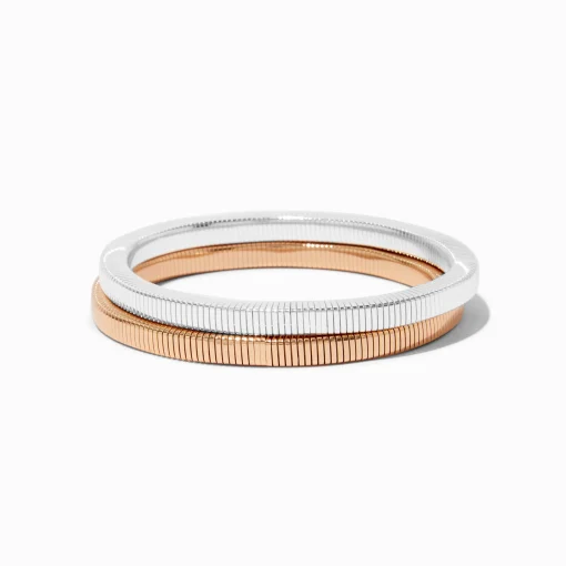 Bracelets fins bangle ressort en métaux mixtes - Lot de 2