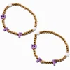Bracelets élastiques à breloque lettre perlée couleur dorée best friends - Lot de 2