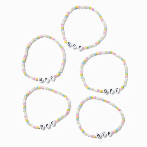 Bracelets élastiques à microbilles « BFF » best friends - Lot de 5