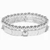Bracelets élastiques avec chevrons couleur argentée - Lot de 2