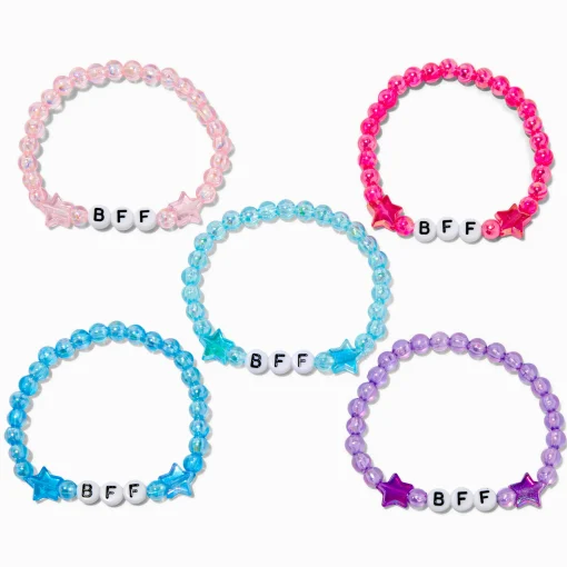 Bracelets élastiques perlés étoiles iridescentes best friends - Lot de 3