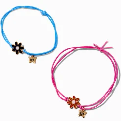Bracelets réglables à fleurs d'humeur best friends - Lot de 2