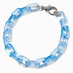 Breloque pour anse chaîne à maillons bleue transparente