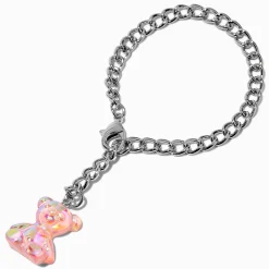Breloque pour anse ours iridescent rose