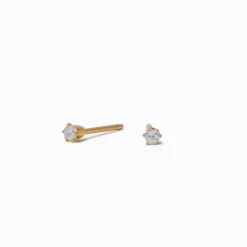 C LUXE by Claire's 18kt Gold Plated Cubic Zirconia 2mm Round Cupcake Stud Earrings