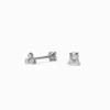 C LUXE by Claire's Silver-tone Titanium Cubic Zirconia Tri-Stone Stud Earrings